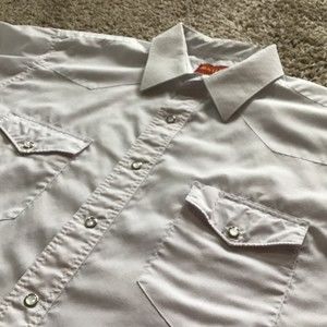 Vintage Men's Rockabilly Western Long Sleeve Shirt Snap Buttons White By Rustler